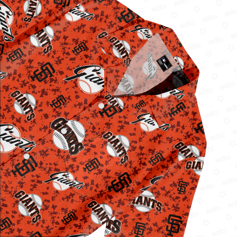 San Francisco Giants Orange Camouflage Hawaiian Shirt